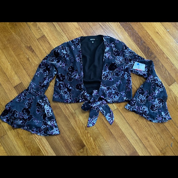 NWT 4SI3NNA Rachel velvet sheer wrap top 9186 - Picture 3 of 6
